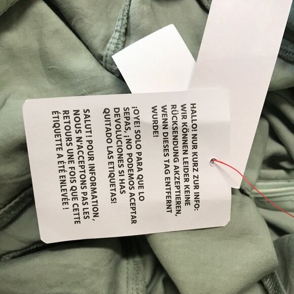 TOPSHOP - WOMEN'S 6 - GREEN SHORT SLEEVE ROUND  EYELET RUFFLE NECK COTTON DRESS - Picture 7 of 7